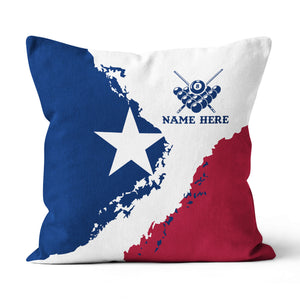 Personalized Pool Billiard Texas Flag Throw Pillows, Patriotic Pillows TDM0906