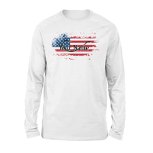 Load image into Gallery viewer, Custom name American Flag Fish Hook fishing Long Sleeve, personalized fishing apparel gift for Fishing lovers- NQS1198