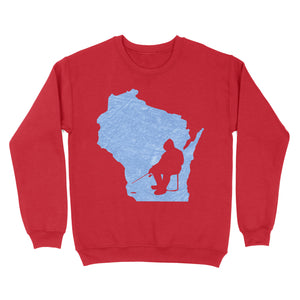 Wisconsin Ice Fishing Shirts, Winter Fishing Wisconsin State Love Fishing Sweatshirt - FSD2920 D06