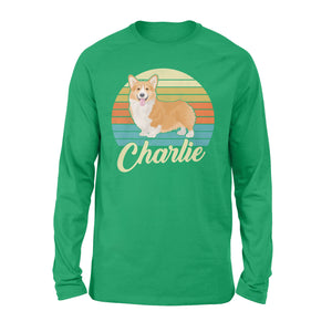Custom name awesome Corgi 1970s vintage retro personalized gift - Standard Long Sleeve
