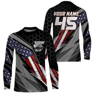 Custom ATV Motocross Jersey UPF30+ Quad Bike Shirt Racing Adult Youth American Flag Long Sleeves NMS1339