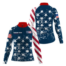 Load image into Gallery viewer, Womens American cycling jersey UPF50+ USA bike shirt Biking tops with pockets Custom BMX MTB jersey| SLC66