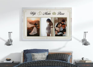 Personalized Canvas| Mom Wife Boss| Custom Photo Canvas| Birthday Gift for Her, Mother, Wife Mother's Day, Christmas Gift| N1488