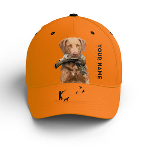 Ruffed Grouse Hunting Dog Blaze Orange Custom Name Hat for Men, Choose hunting dog breeds FSD3991