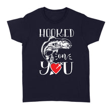 Load image into Gallery viewer, Fishing valentine day gift for husband hooked on you t-shirt - FSD1328D08