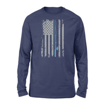 Load image into Gallery viewer, American flag fishing shirt vintage fishing - Standard Long Sleeve