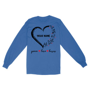 Peace love horses tattoo customized name horse shirt for girl, horse shirts D06 NQS2908 - Standard Long Sleeve