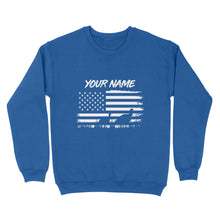 Load image into Gallery viewer, Customize name Turkey hunting American flag patriotic hunting shirt D08 NQS2206 - Standard Crew Neck Sweatshirt