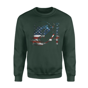 US Bass Fishing American Flag Custom name Crew Neck Sweatshirt D02 NQS1248