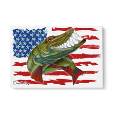 Load image into Gallery viewer, Musky fishing with American flag ChipteeAmz&#39;s art Matte Canvas AT012