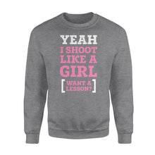 Load image into Gallery viewer, Yeah I shoot like a girl - Standard Crew Neck Sweatshirt