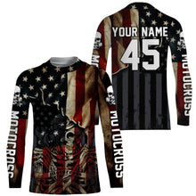 Load image into Gallery viewer, Patriotic Motocross jersey custom name number UPF30+ American flag adult&amp;kid MX racing motorcycle NMS958