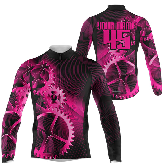 Custom Cycling Jersey Sprocket Mountain Bike Cycle Racing Bicycling Shirt Road Biking - Pink| NMS834