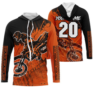 Motocross for kid men women jersey custom UPF30+ off-road dirt bike orange racing shirt racewear PDT108