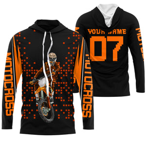 Adult kid personalized motocross jersey UPF30+ orange dirt bike racing off-road motorcycle riders NMS983