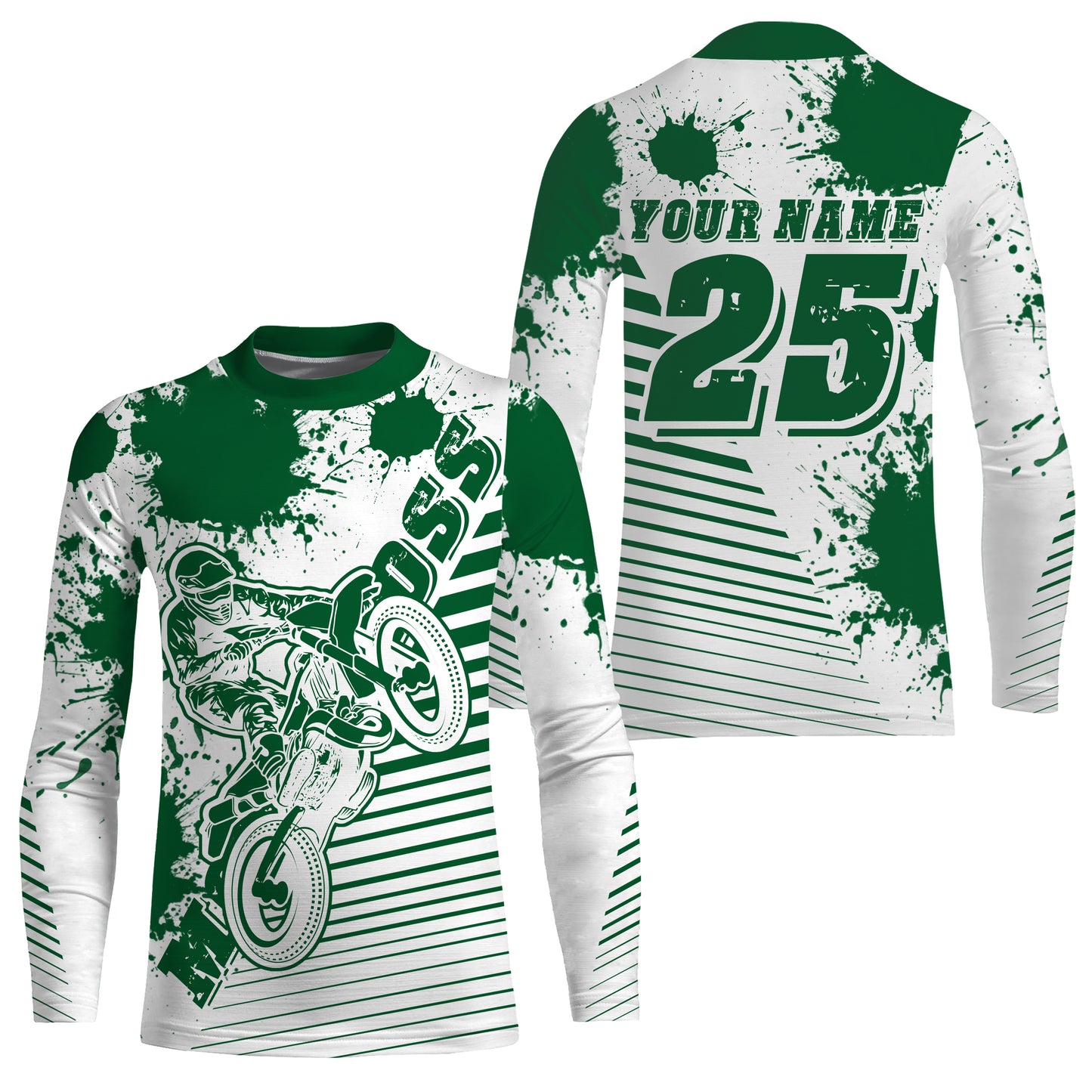 Kids men women jersey for dirt bike custom UPF30+ green off-road Motocross racing shirt racewear PDT106