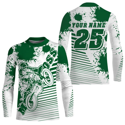 Kids men women jersey for dirt bike custom UPF30+ green off-road Motocross racing shirt racewear PDT106