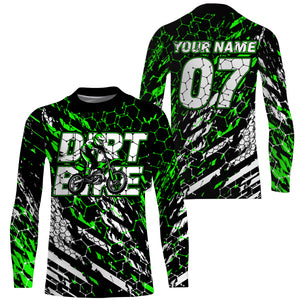 Custom dirt bike jersey UPF30+ kid mens womens green motocross racing off-road motorcycle racewear NMS946