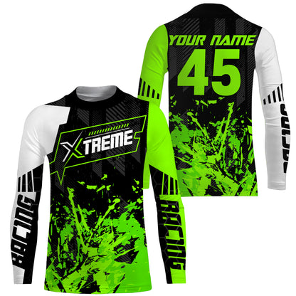 Extreme Motocross jersey personalized UPF30+ racing shirt green dirt bike off-road biker motorcycle NMS997
