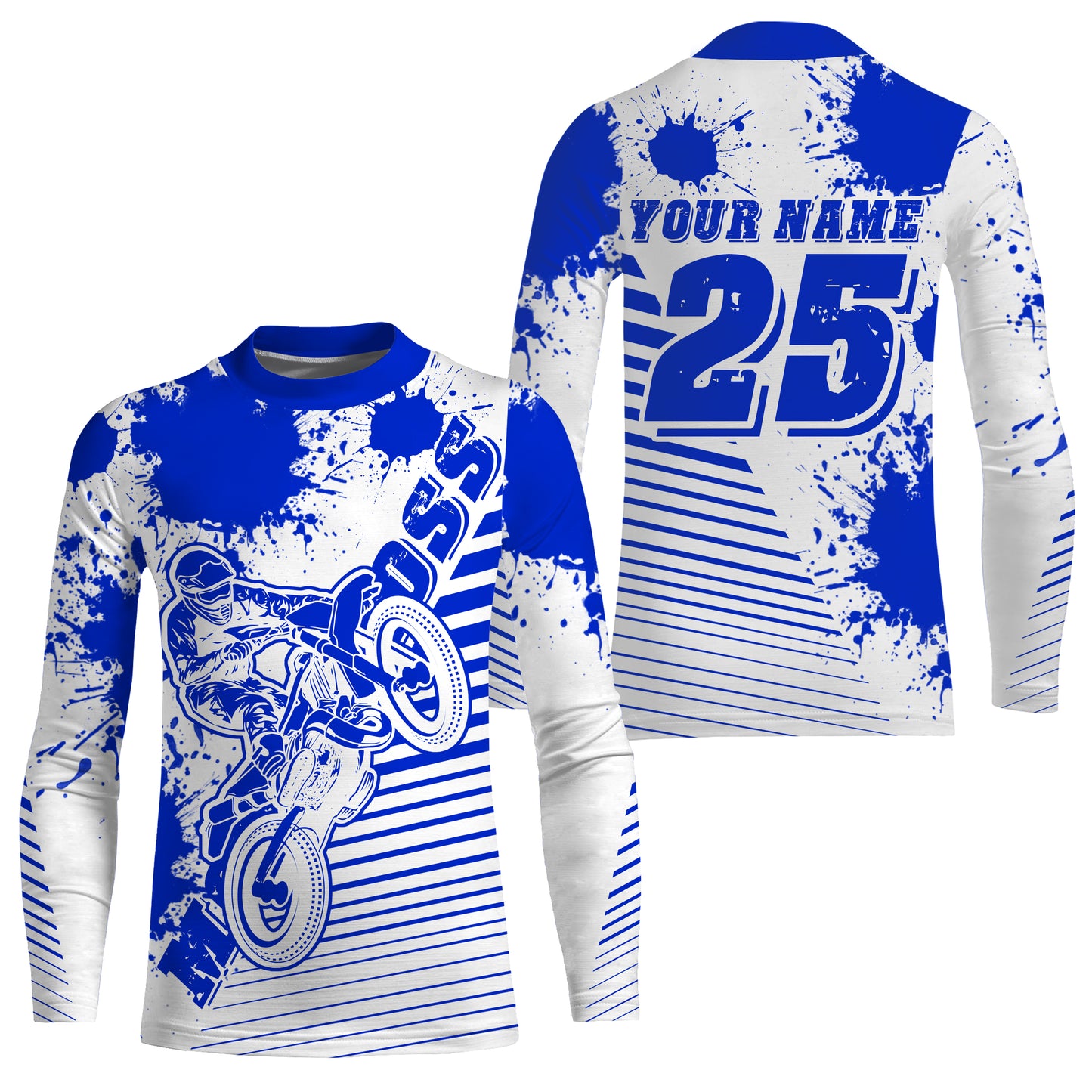 Kids men women jersey for dirt bike custom UPF30+ blue off-road Motocross racing shirt racewear PDT105