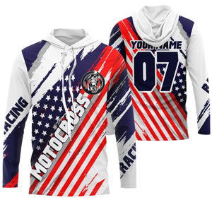 Patriotic Motocross jersey UPF30+ custom dirt bike racing shirt American flag offroad motorcycle NMS944
