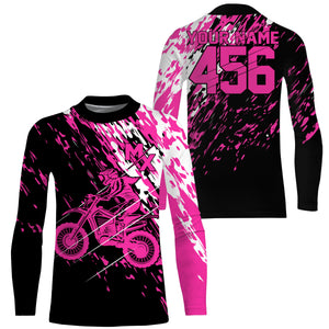 Personalized dirt bike jersey adult&kid UPF30+ Motocross biker girl MX racing off-roading - Pink| NMS910