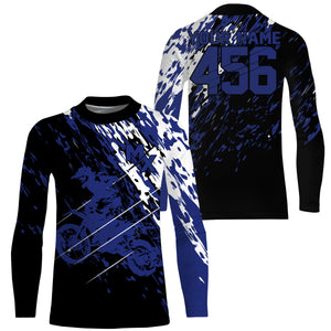 Personalized dirt bike jersey adult&kid UPF30+ Motocross MX racing off-road motorcycle - Blue| NMS909