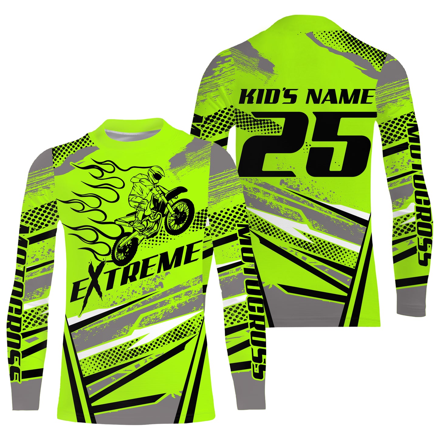 Green MX custom jersey UV protective youth kid adult extreme racing dirt bike motorcycle shirt PDT86