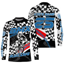 Load image into Gallery viewer, Kid BMX jersey UPF30+ checkered flag BMX shirt mens boys bicycle motocross gear cycling clothes| SLC103