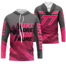 Load image into Gallery viewer, Girls women custom motocross jersey pink UPF30+ dirt bike MX racing Dirt More Ride More off-road NMS978