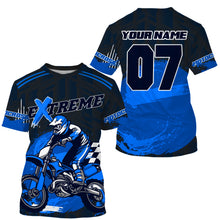 Load image into Gallery viewer, Personalized blue UPF30+ Motocross riding jersey extreme MX racing dirt bike off-road motorcycle  PDT39