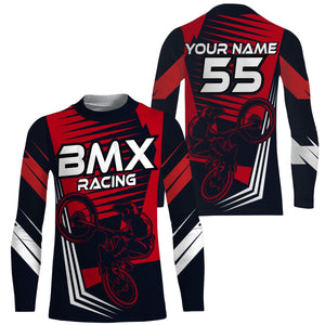 Red BMX racing jersey UPF30+ extreme shirt Adult Cycling gear biking clothes for kids| SLC104