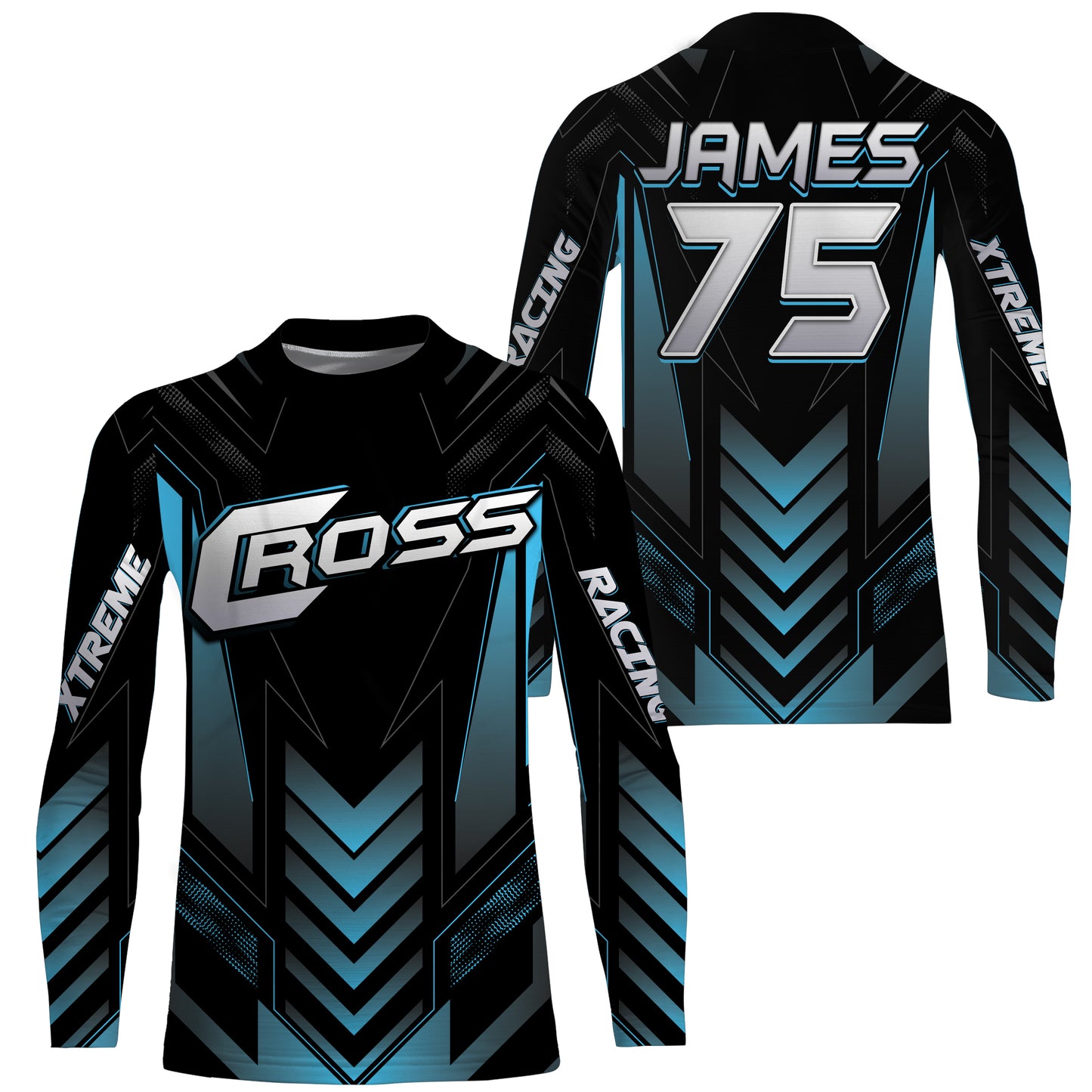 Blue kid adult youth Motocross jersey personalized UV protective MX biker cross motorcycle shirt PDT36