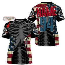 Load image into Gallery viewer, Custom logo racing jersey UPF30+ Patriotic chest bone motorcycle motocross offroad riders racewear NMS1015
