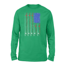 Load image into Gallery viewer, American US Flag Fishing Rod Shirt, Fisherman Gift D06 NQSD302 - Standard Long Sleeve