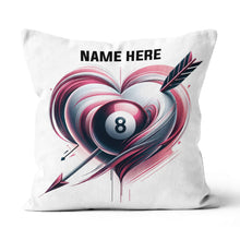 Load image into Gallery viewer, Pink 8 Ball Pool And Heart Custom White Pillow, Billiard Valentine Gifts TDM0891