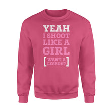 Load image into Gallery viewer, Yeah I shoot like a girl - Standard Crew Neck Sweatshirt
