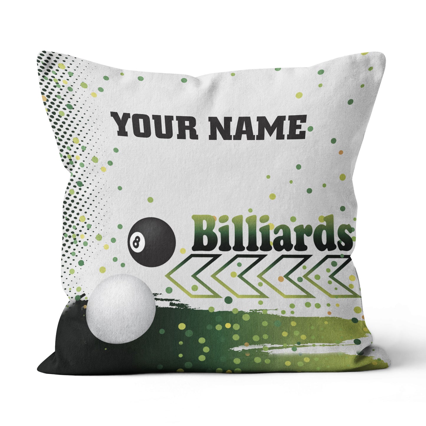Personalized Green 8 Ball Billiard Pillow Custom Pool Cue Billiard Gifts VHM0851