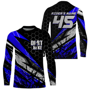 Customizable Motocross jersey kid men women UPF30+ off-road dirt bike blue MX racing shirt PDT264