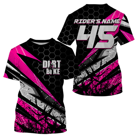 Customizable Motocross jersey kid men women UPF30+ off-road dirt bike extreme pink MX racing shirt PDT263