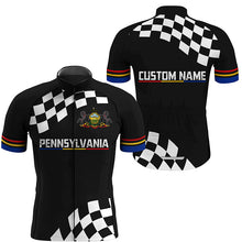 Load image into Gallery viewer, Pennsylvania men women cycling jersey Black bike shirt with 3 back pockets UPF50+ bicycle clothes| SLC204