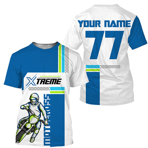 Extreme personalized blue Motocross jersey kid men women UPF30+ off-road biker MX racing shirt PDT267