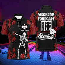 Load image into Gallery viewer, Funny Men Polo Bowling Shirt, Weekend Forecast Personalized Skull Bowlers Jersey NBP85