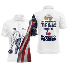 Load image into Gallery viewer, Funny Men Polo Bowling Shirt, Personalized Team Bowlers Jersey American Flag Beer Lovers NBP74