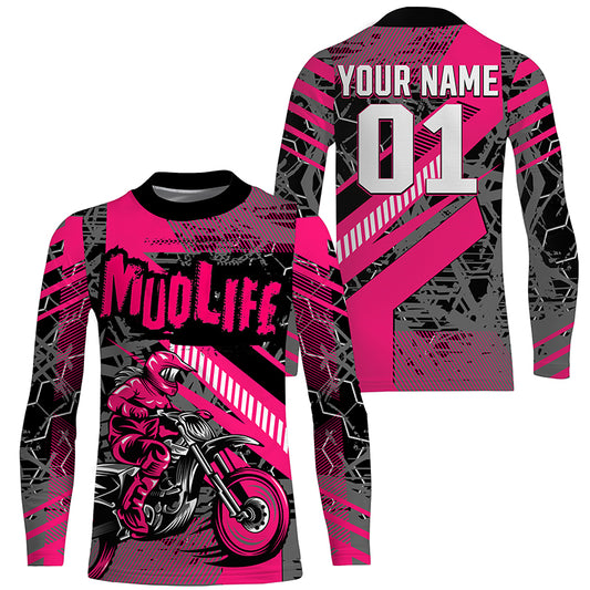 Mud Life Personalized Motocross Jersey UPF30+ Women Girls MX Racing Dirt Bike Shirt NMS1197