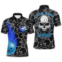 Load image into Gallery viewer, Personalized Men Flame Polo Bowling Shirt Cool Skull Pins Black Bowling Short Sleeve Men Bowlers NBP02