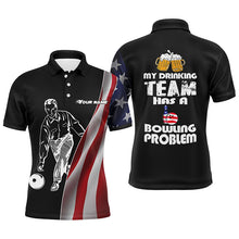 Load image into Gallery viewer, Funny Men Polo Bowling Shirt, Personalized Team Bowlers Jersey American Flag Beer Lovers NBP74