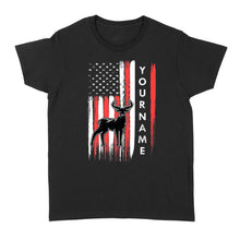 Load image into Gallery viewer, American flag deer hunting custom name shirt, personalized deer hunting apparel Women&#39;s T-shirt- NQS1206