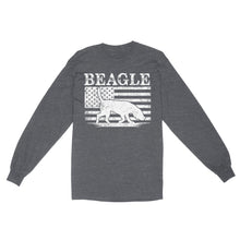 Load image into Gallery viewer, Beagle Dog American Flag Shirt, Mens Beagle Gift, Dog Lover, Hunting Dog Standard Long Sleeve FSD2345D01