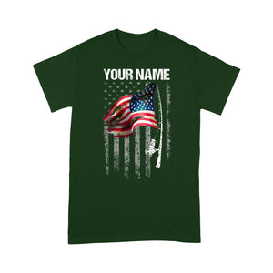 US Fishing rod American Flag Customize name fishing shirt D02 NQS1679 - Standard T-shirt